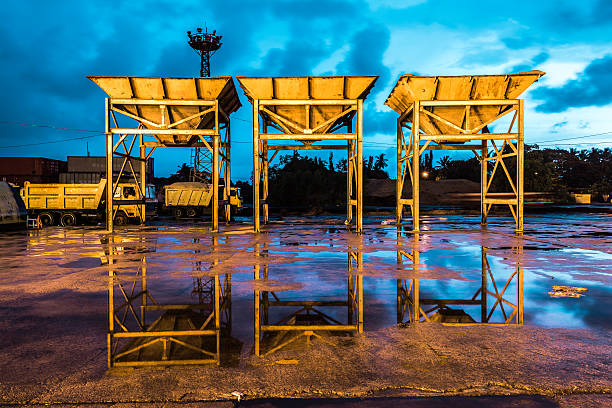 sand yard with some equipments in a cloudy evening